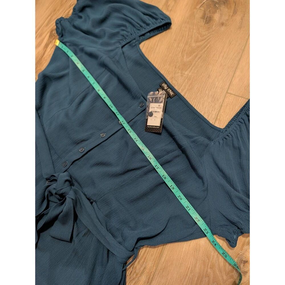 City Chic Playsuit Vacation Teal Romper Plus 18 1XL Boho Festival Pockets NWT - Picture 7 of 13